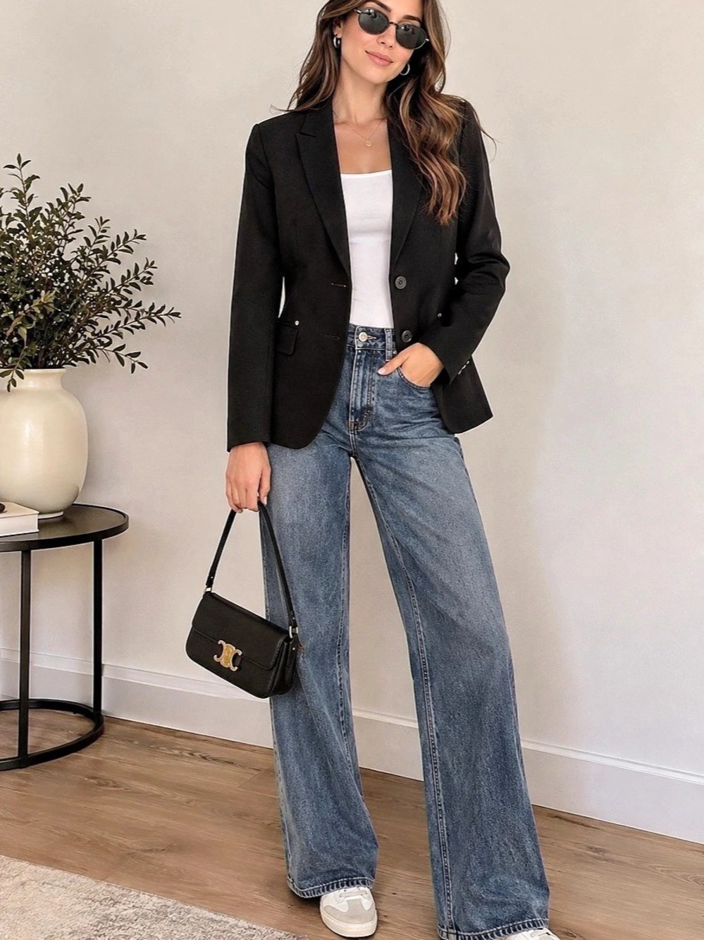 Express Double Breasted Novelty Button Blazer in Studio Stretch Twill Black XS